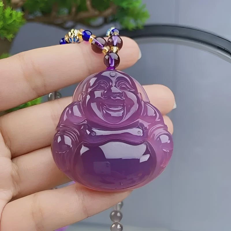 【镇店之宝】帝王紫大佛公吊坠 笑脸弥勒佛挂件 送证书礼盒1