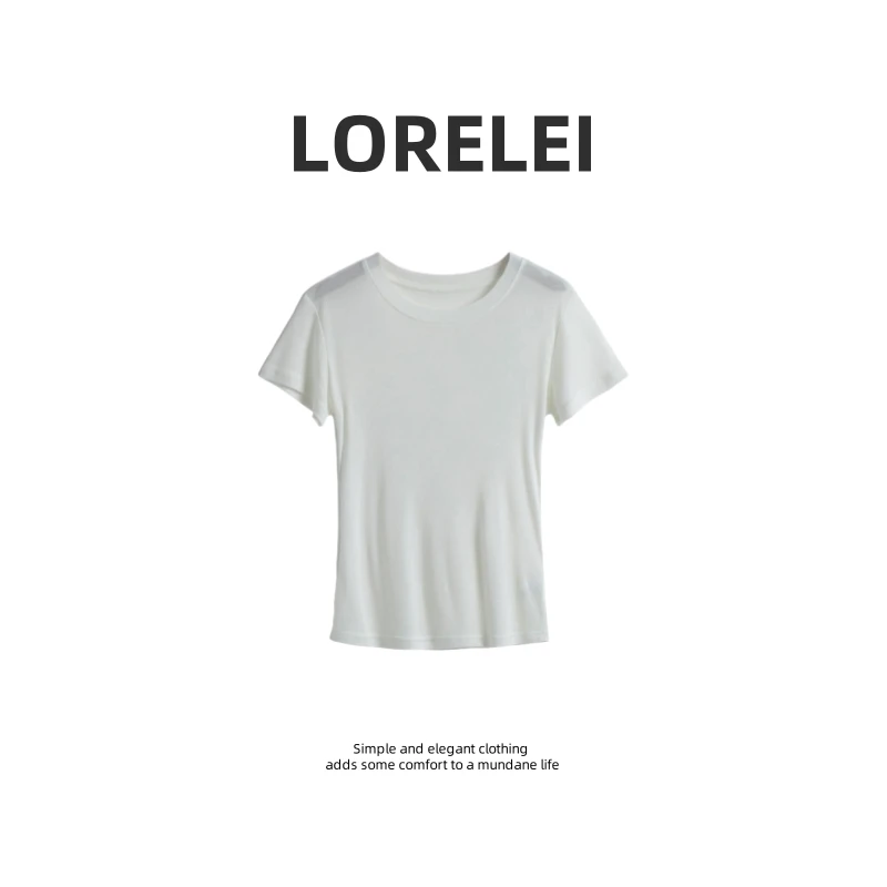 LORELEI【】2024新款时尚百搭休闲经典不过时简约修身圆领双色T恤