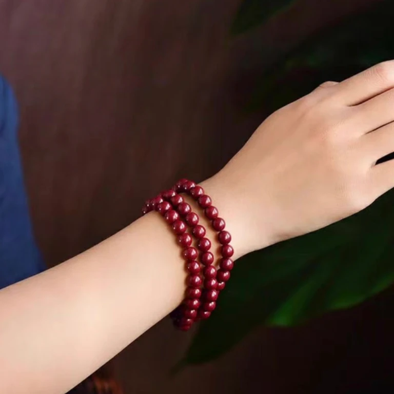含辰砂工艺品朱砂手链 三圈手链手串