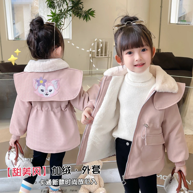 女童加绒加厚免洗皮衣外套中长款韩版洋气公主风衣儿童皮大衣爆款
