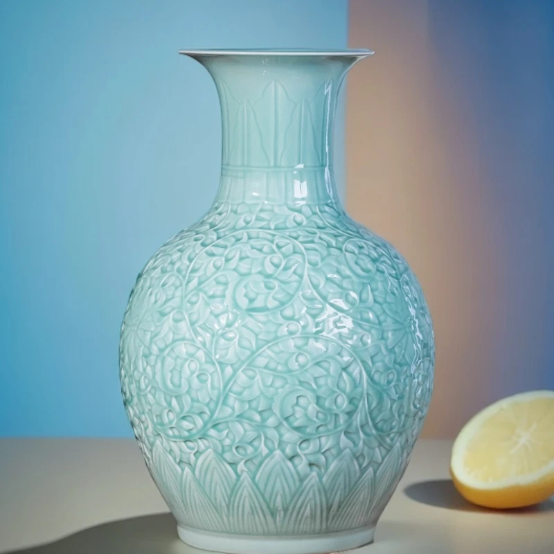 景德镇影青瓷花瓶摆件色如天青温润如玉收藏送礼家居客厅摆件摆放