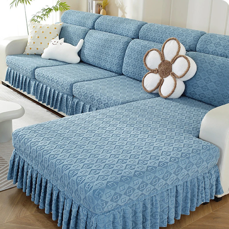 字符裙边沙发套罩全包套裙摆防滑弹力四季通用沙发垫子沙发笠万能
