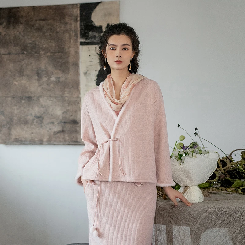 生活在左2024秋冬新品罗纹国风修身显瘦外套上衣女款式1944169 ..