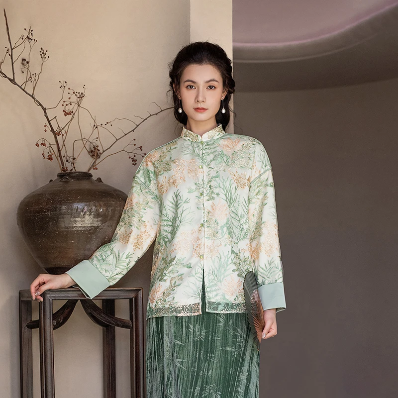 生活在左2024秋季新品绣花新中式气质外套上衣女1943219