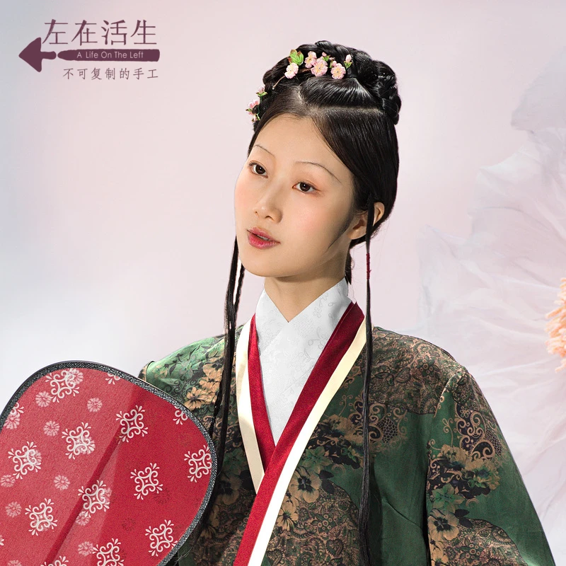 生活在左New Hanfu系列新品米白色复古真丝国风领巾装饰2913305