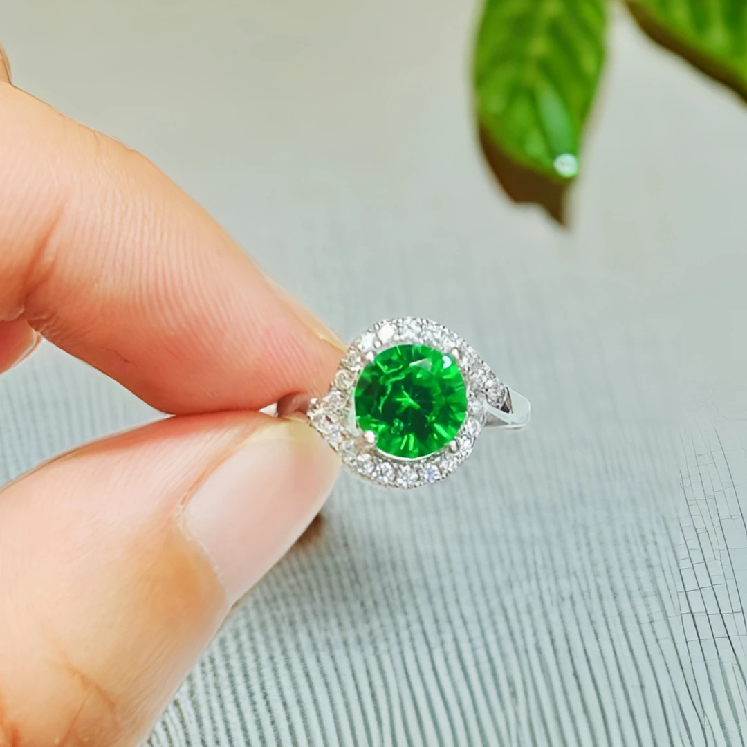 408-沃顿绿-祖母绿-精工合金培育戒指