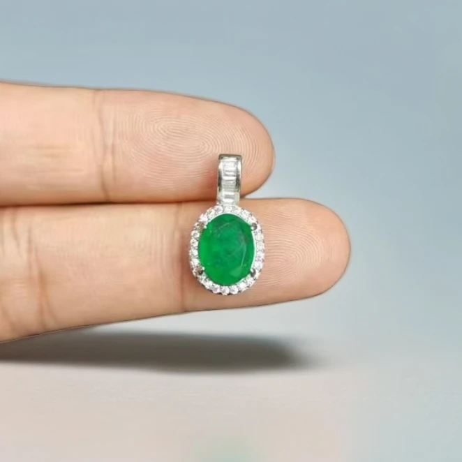 431-木佐色-祖母绿-绿宝石精工培育合金吊坠+（送链子）