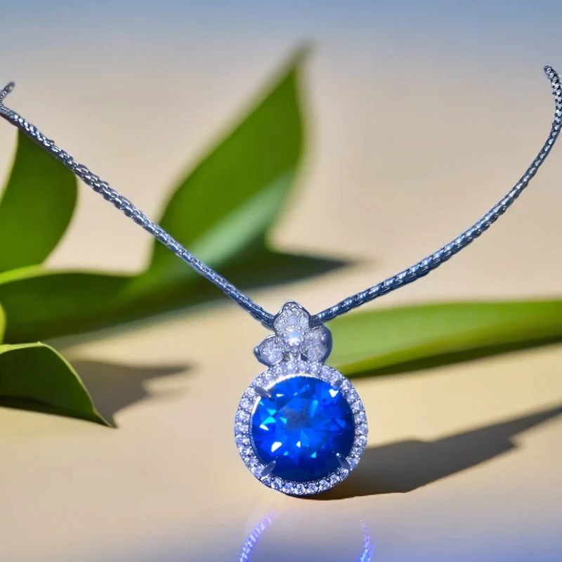 皇家蓝色-蓝宝石-精工合金培育吊坠配链05