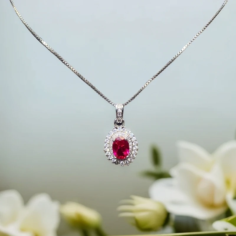 461-红宝石-精工合金培育吊坠