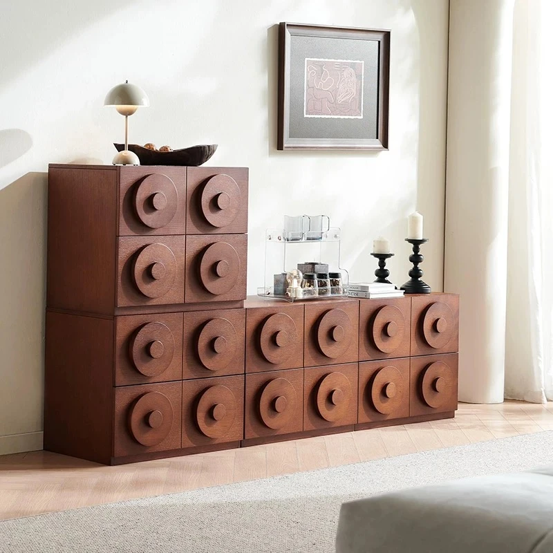 中古风实木电视柜边柜家用储物复古斗柜北欧多功能卡门柜组合