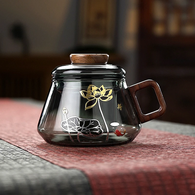 耐热玻璃杯迷你墩墩杯高档水杯小号主人杯茶杯自带茶漏泡茶杯水杯