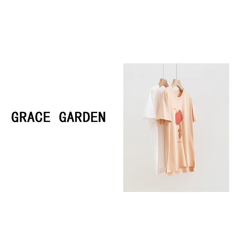 GRACE GARDEN【453号】苹果小熊！圆领字母图案印花短袖T恤NT4G0204
