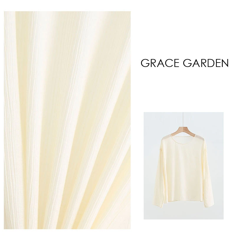 GRACE GARDEN【304号】自制罩衫！圆领宽松百搭长袖衬衫NCY3E1901