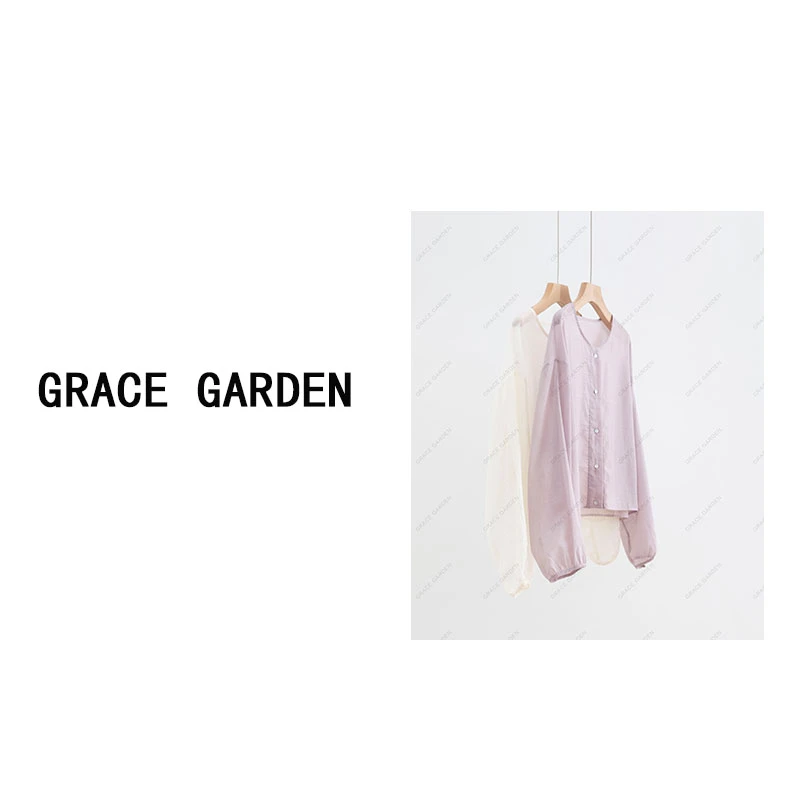 GRACE GARDEN【447号】呼吸衫！纯色慵懒随性防晒薄款衬衫NCY4F1207