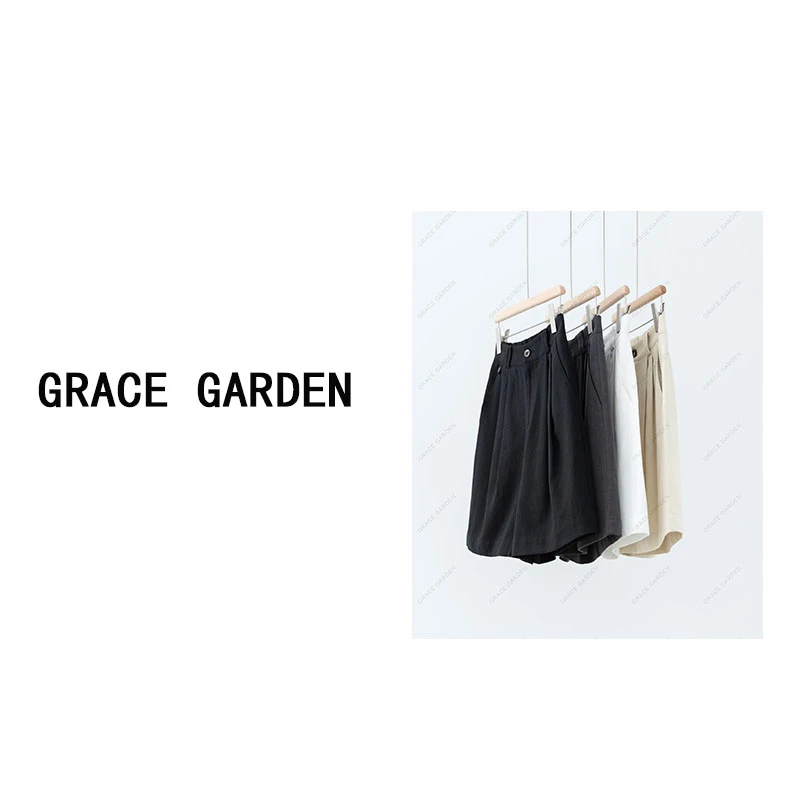 GRACE GARDEN【西短！赞达亚！】高腰简约A字工装直筒短裤XXK4D0953