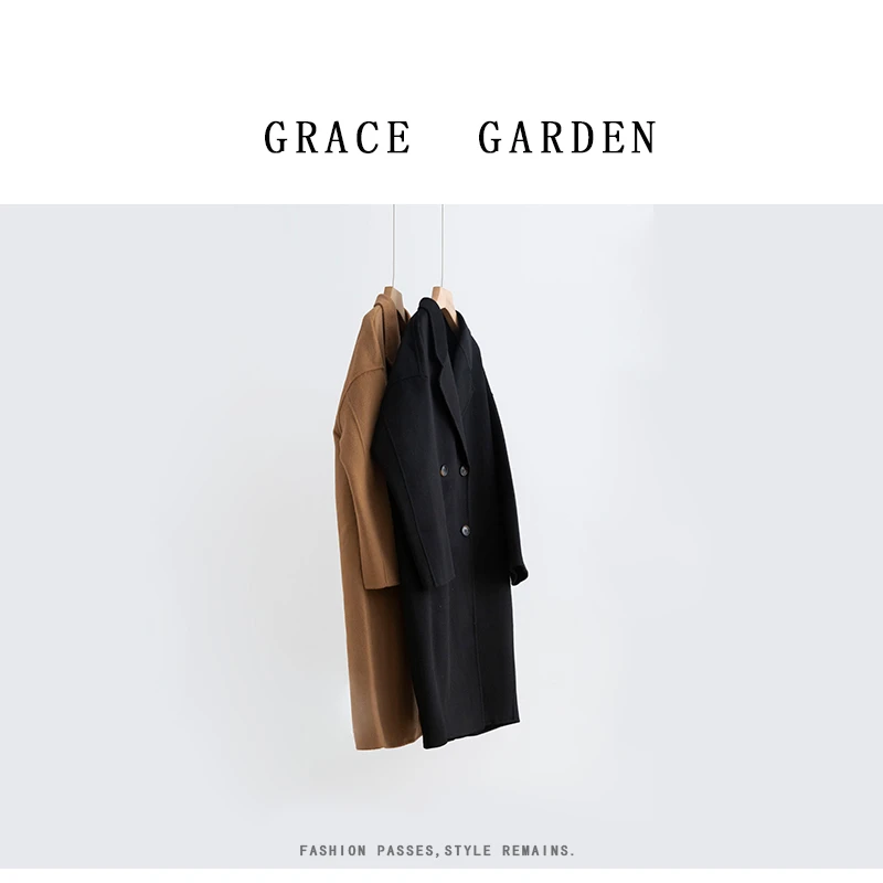 GRACE GARDEN【马拉大衣！1200g！】中长款双排扣毛呢大衣MF4K1804