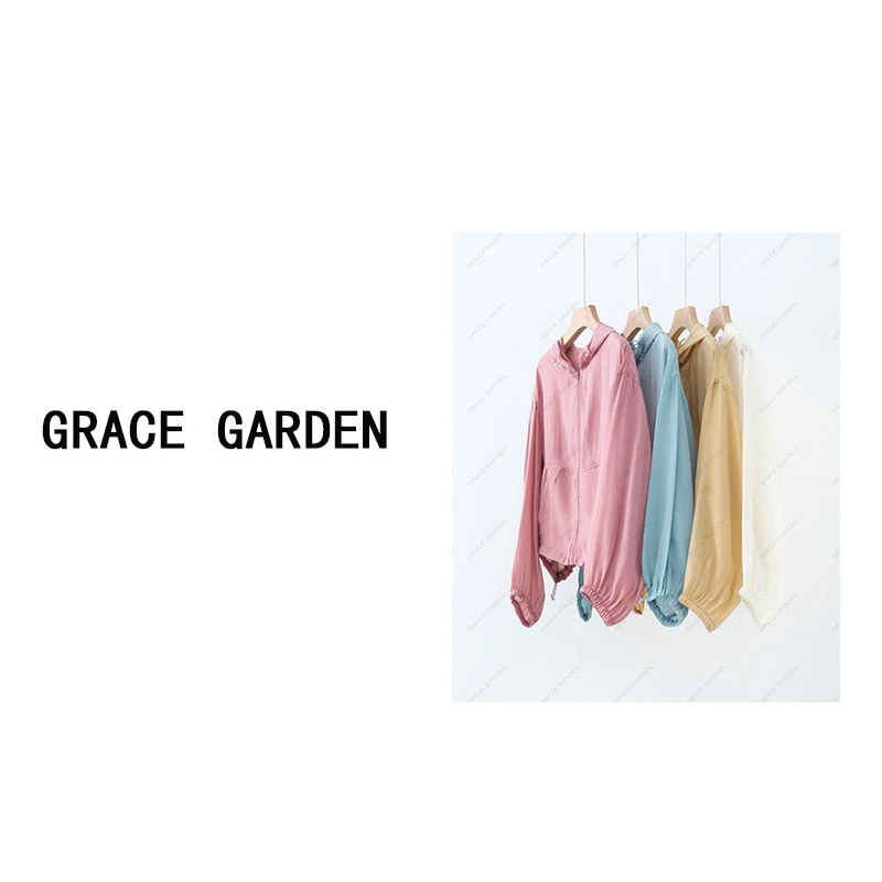 GRACE GARDEN【155号】花苞防晒！连帽抽绳拉链开衫外套NCY4D0240