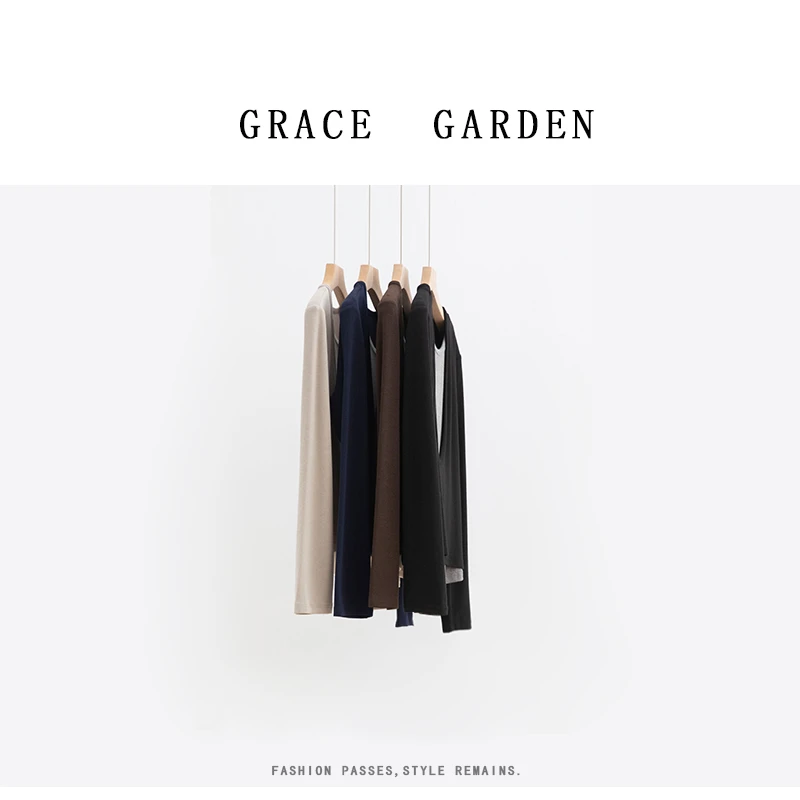 GRACE GARDEN【卡戴珊！】深U领假两件拼接撞色打底衫NT4H2701