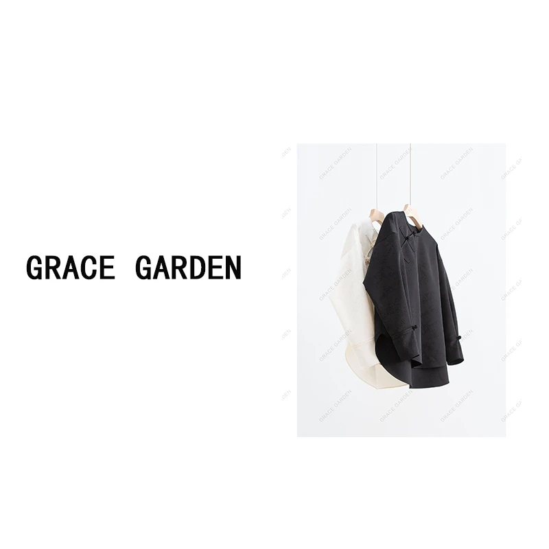 GRACE GARDEN【繁花！】新中式圆领盘扣暗纹提花衬衫NCY4A2051