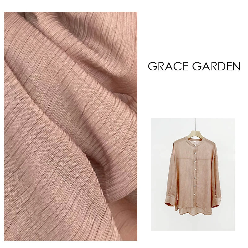 GRACE GARDEN【绝美！】杨柳纱圆领透气开叉设计感衬衫NCY3B2455