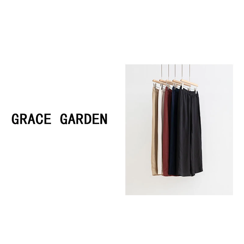 GRACE GARDEN【263号】冰茶裤！松紧腰抽绳直筒慵懒休闲裤XXK4G0610