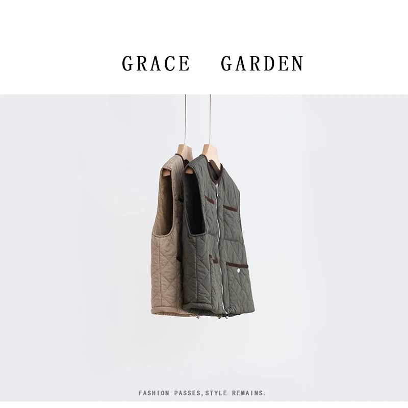GRACE GARDEN【瓦尔电台！】圆领菱形格百搭马甲MJ4J3001