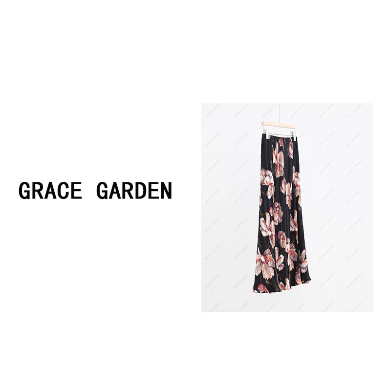 GRACE GARDEN【479号】夏日油画！松紧腰褶皱水墨印花半身裙YQ4D2850