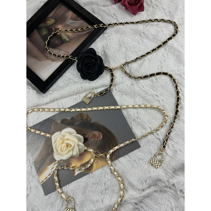 山茶花腰链配饰女花朵链条腰带装饰配连衣裙子牛仔裤链子潮ins风