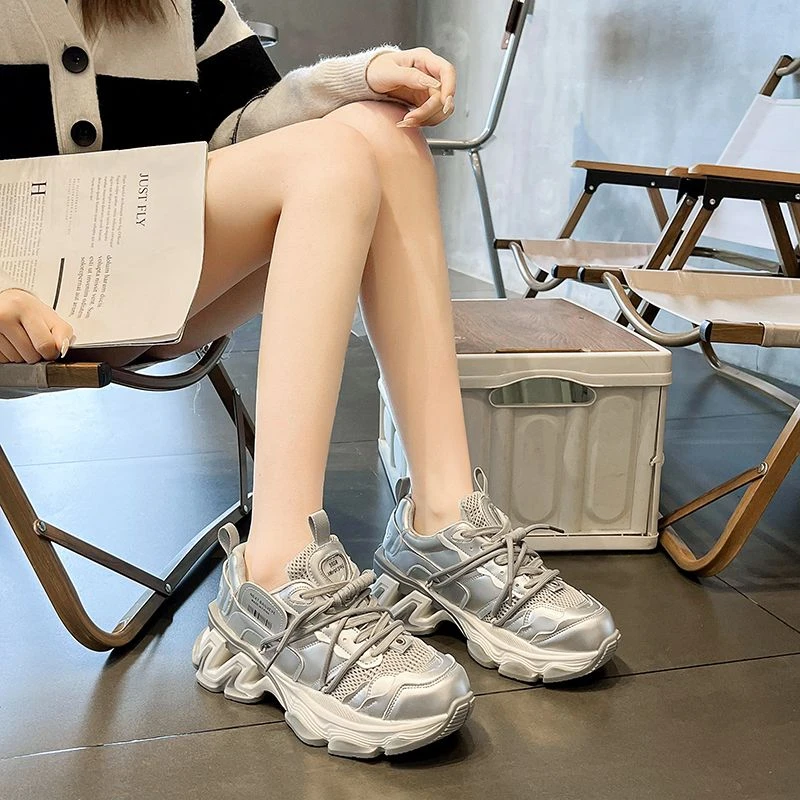 新款厚底高街老爹鞋女款2023春季ins潮时尚运动耐脏休闲单鞋网红