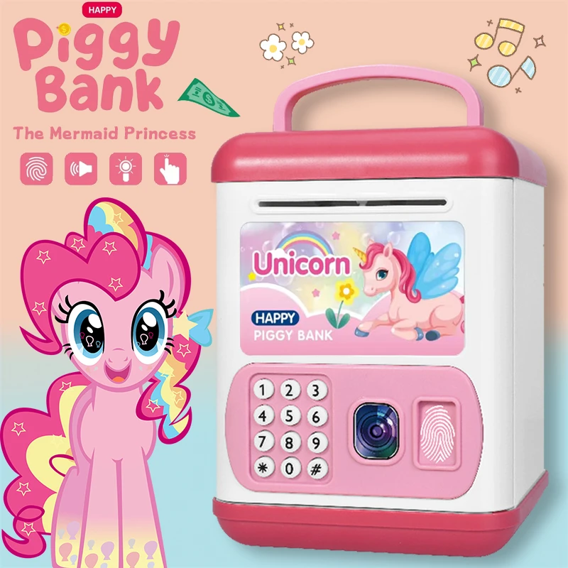 2024新款美人鱼存钱罐小马可存可取密码多功能储蓄罐女孩新年礼物
