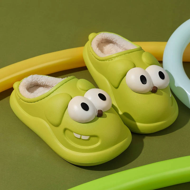 2023新款加绒大眼狗棉拖鞋女士秋冬季踩屎感防滑室内家居保暖拖鞋