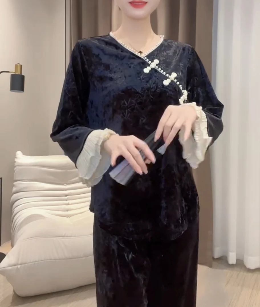 国风古韵斜盘扣家居服套装【好物推荐】