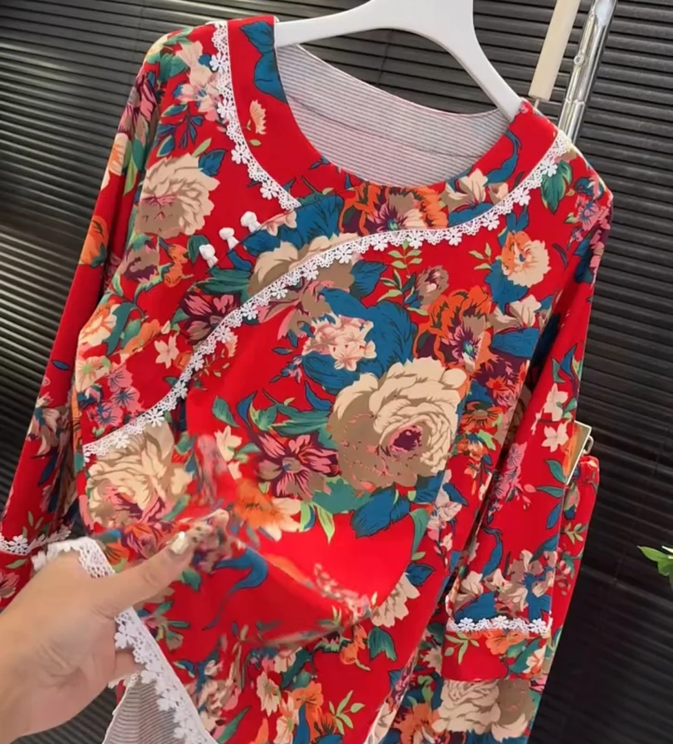 新中式国风欧花保暖家居服套装【实物微色差】