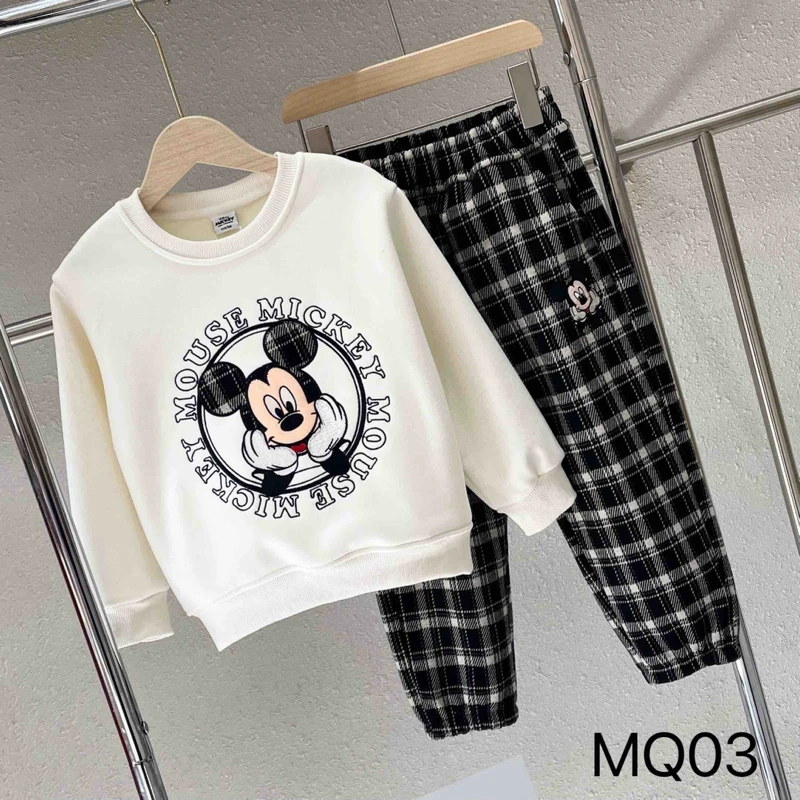 MQ03米奇格子裤儿童套服