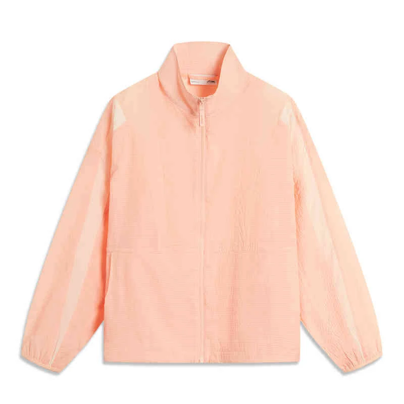 李宁2024夏款女运动时尚宽松轻薄透气皮肤衣运动风衣外套AFDU670