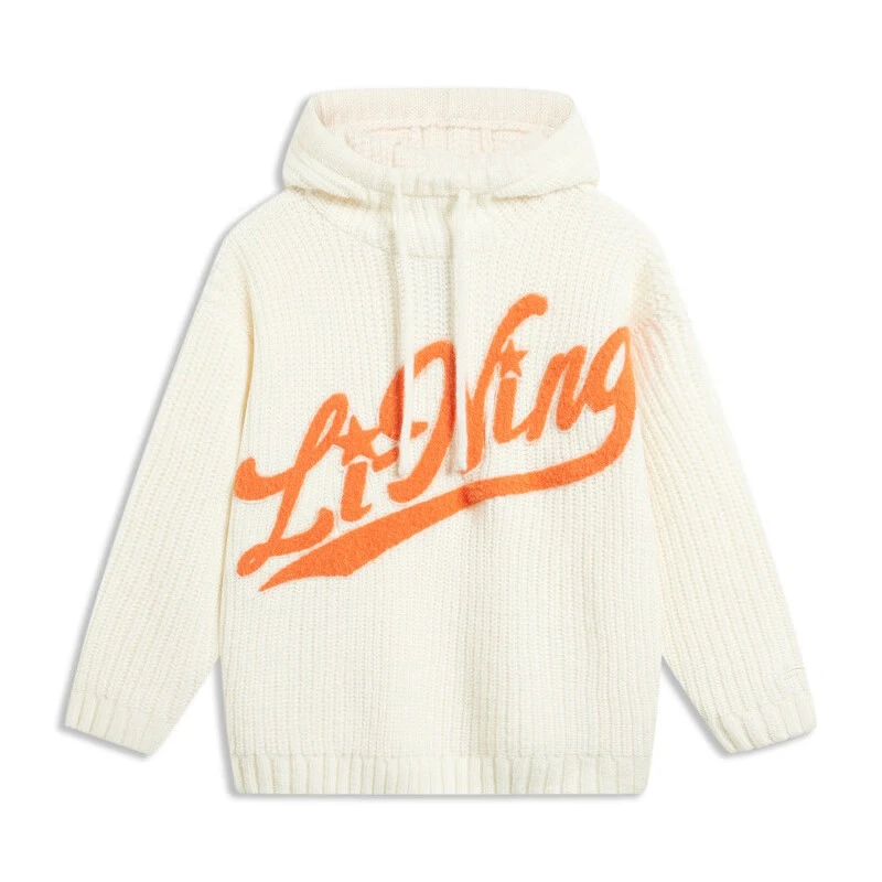 LI-NING/李宁卫衣秋女子潮流保暖宽松休闲套头连帽编织衫AMBT240