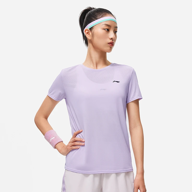 《直播》李宁夏季女子跑训系列潮流运动休闲短袖T恤上衣ATST082