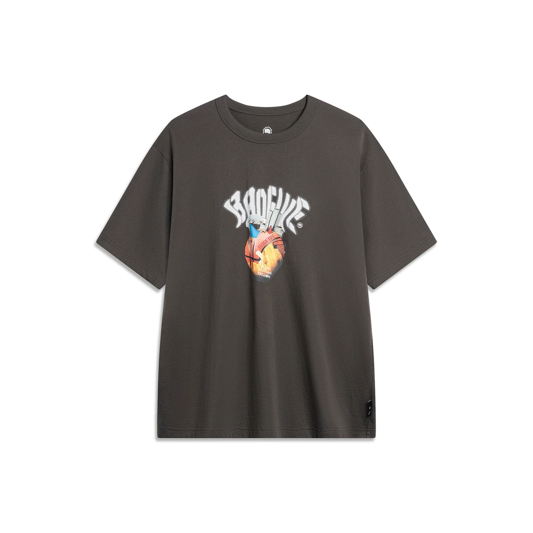 《直播》李宁男子宽松反伍系列印花圆领运动休闲短袖T恤AHSU431