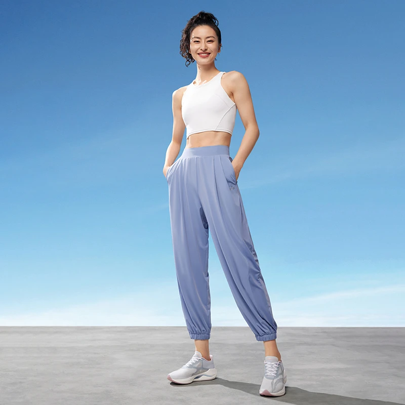 (直播）李宁春季运动长裤凉爽防晒束脚弹力时尚女款卫裤AKLT542