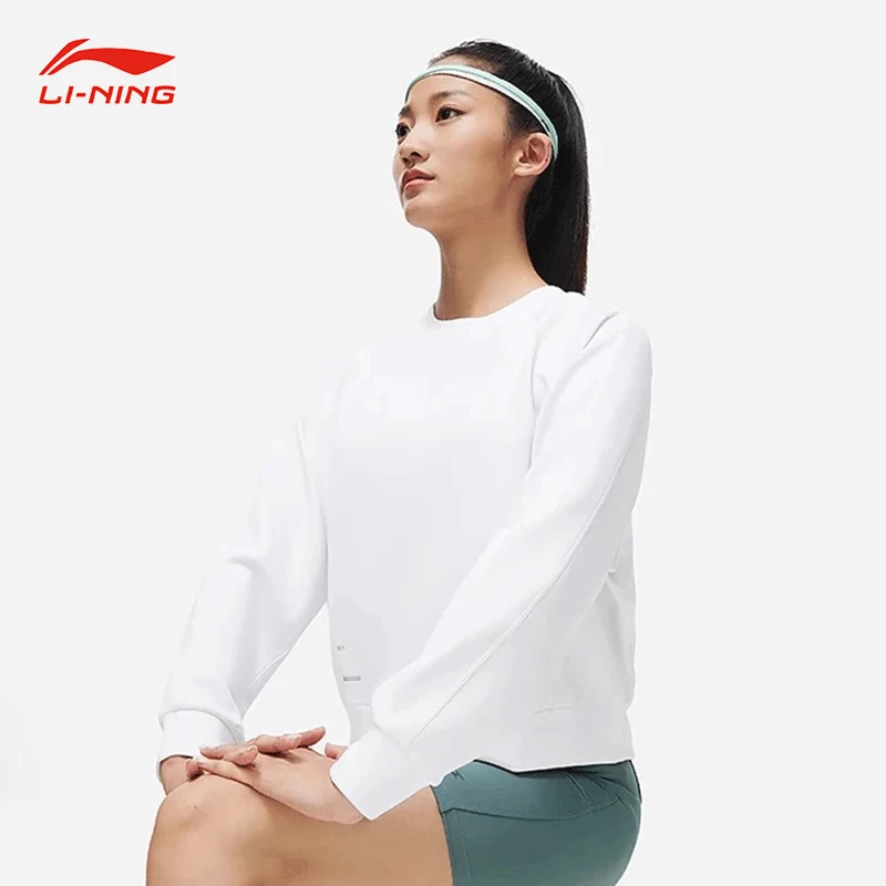 李宁秋季女款健身系列卫衣宽松舒适简约莫代尔圆领外套AWDT526