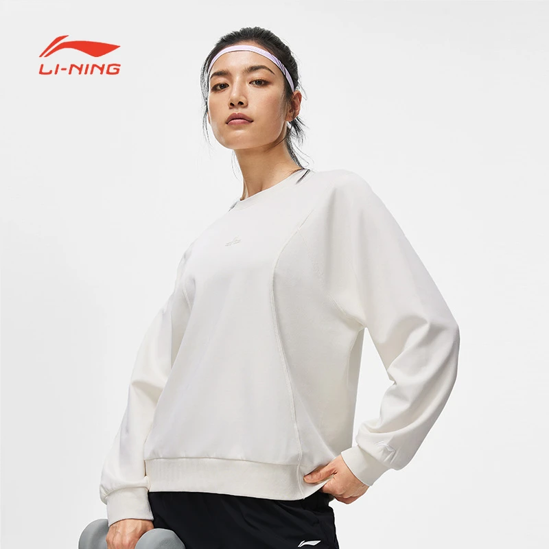 LI-NING/李宁女款春季舒适百搭宽松跑训系列套头无帽卫衣AWDT110