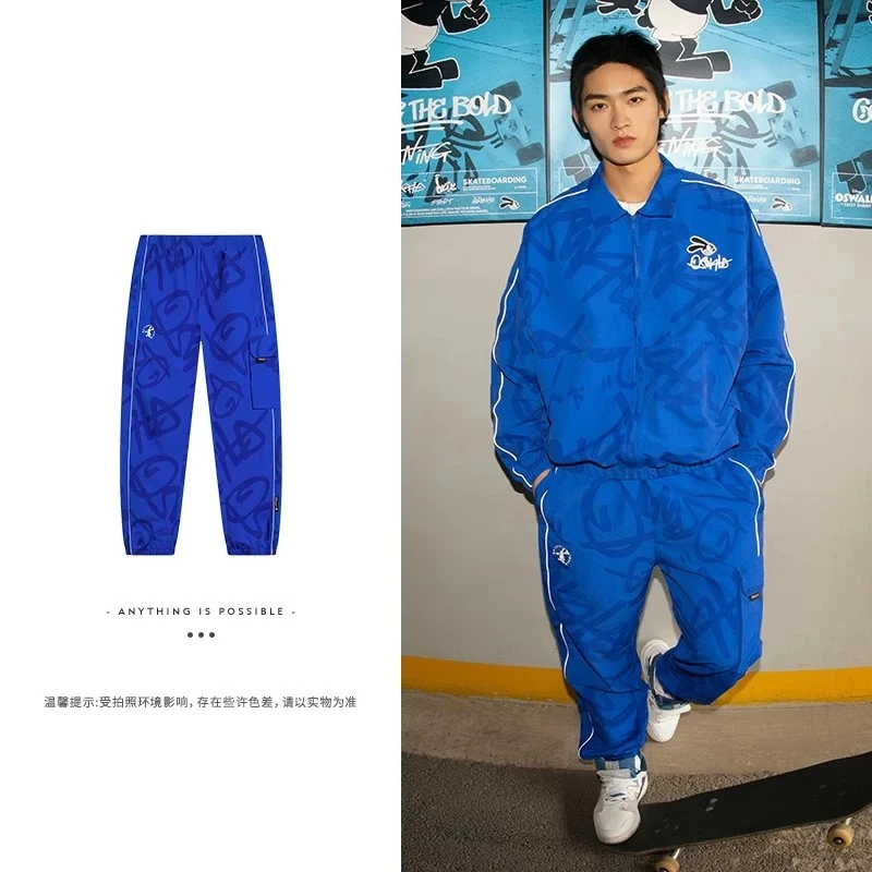 李宁X迪士尼OSWALD联名男子嘻哈防泼水潮流宽松运动长裤 AYKT305