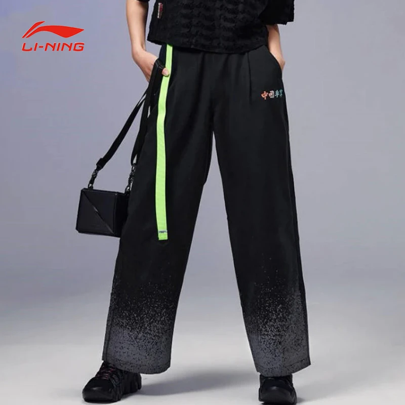 (直播）中国李宁运动裤刺绣胶印宽松阔腿时尚休闲裤女款AKXS096