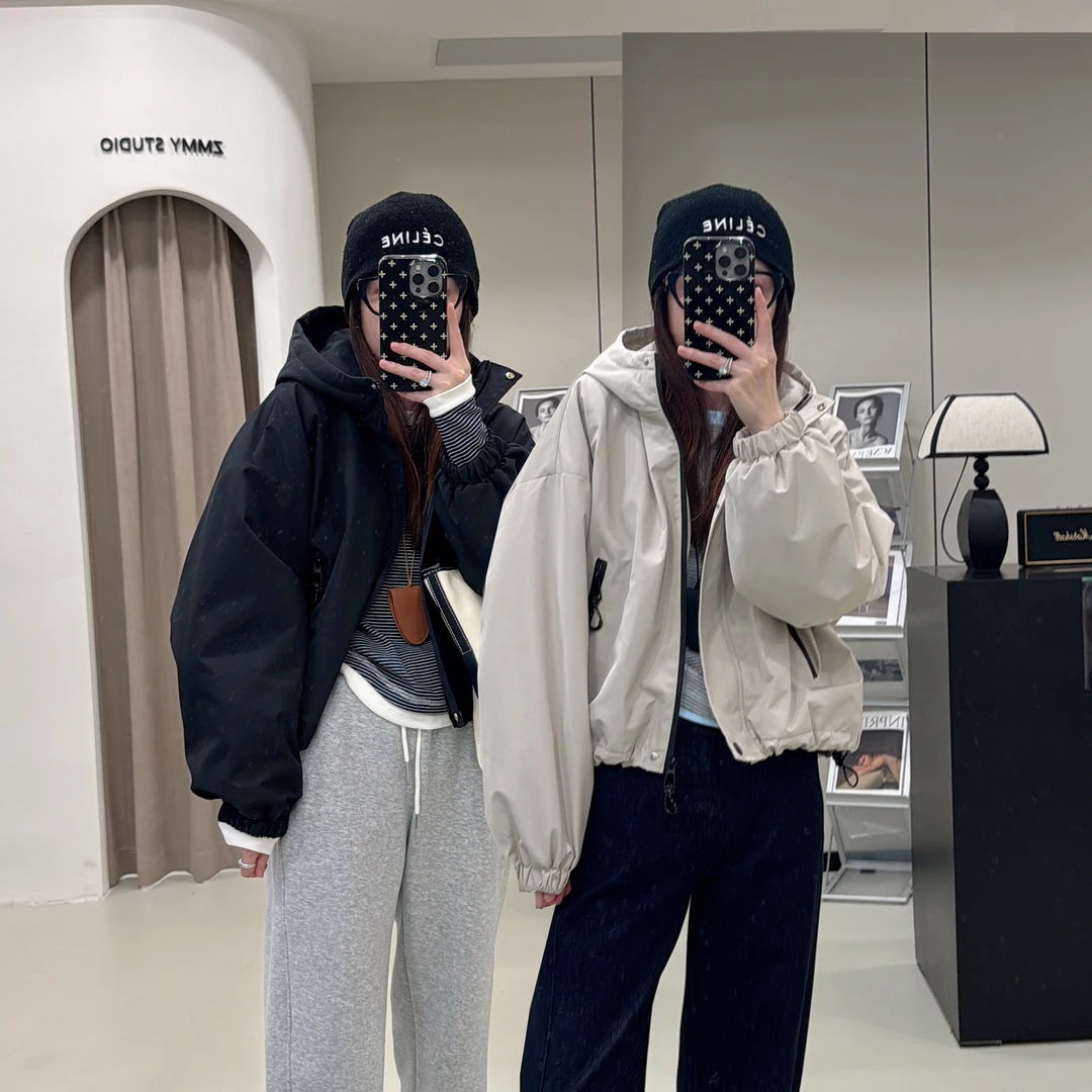 【ZMMY严选私服】冬季新款欧货慵懒风连帽夹棉冲锋衣外套4102201