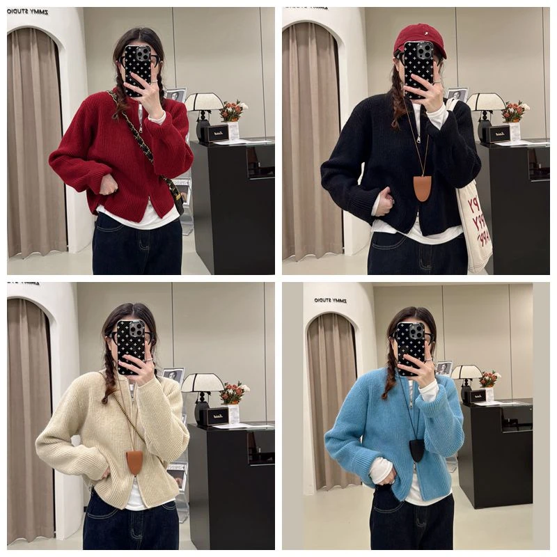 【ZMMY严选私服】秋季新款韩系软糯双拉链宽松慵懒针织开衫K4092207