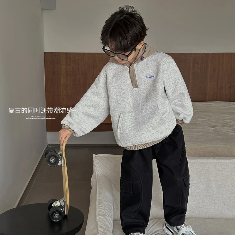陈大猪男童【硬核保暖】冬季新款儿童连帽上衣加绒炸街卫衣MFD3622