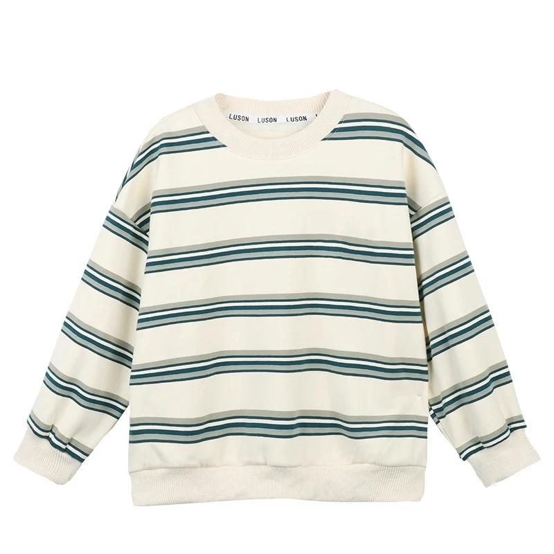 200小O爸男婴童 冬季新款条纹圆领套头中大童上衣MFD3707