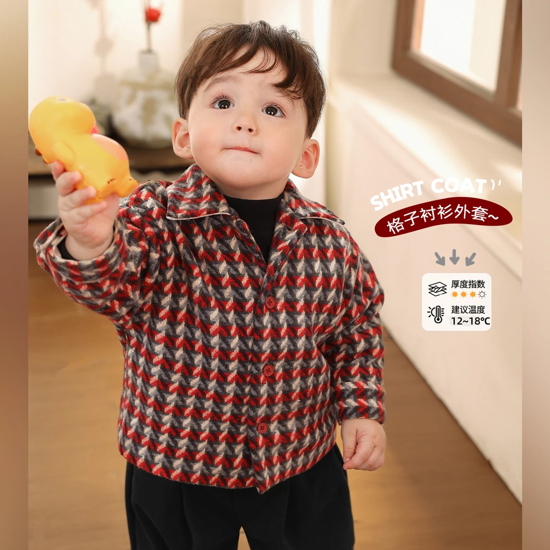 7-7小O爸男婴童【青苹果】宝宝洋气加厚保暖衬衫上衣冬季BMW94396