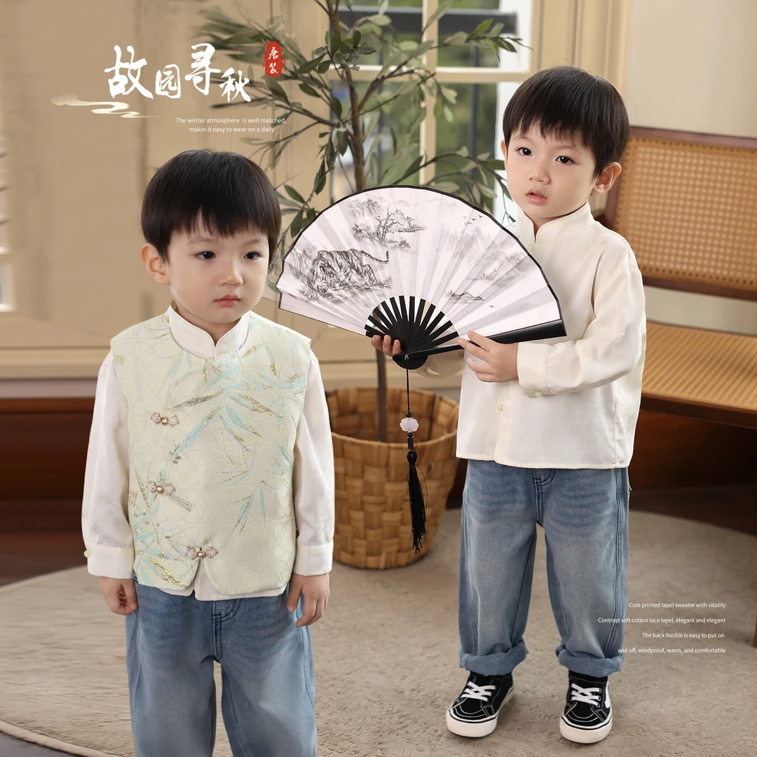 小O爸男婴童【清风竹影】宝宝新中式衬衫儿童秋季上衣BQT94032