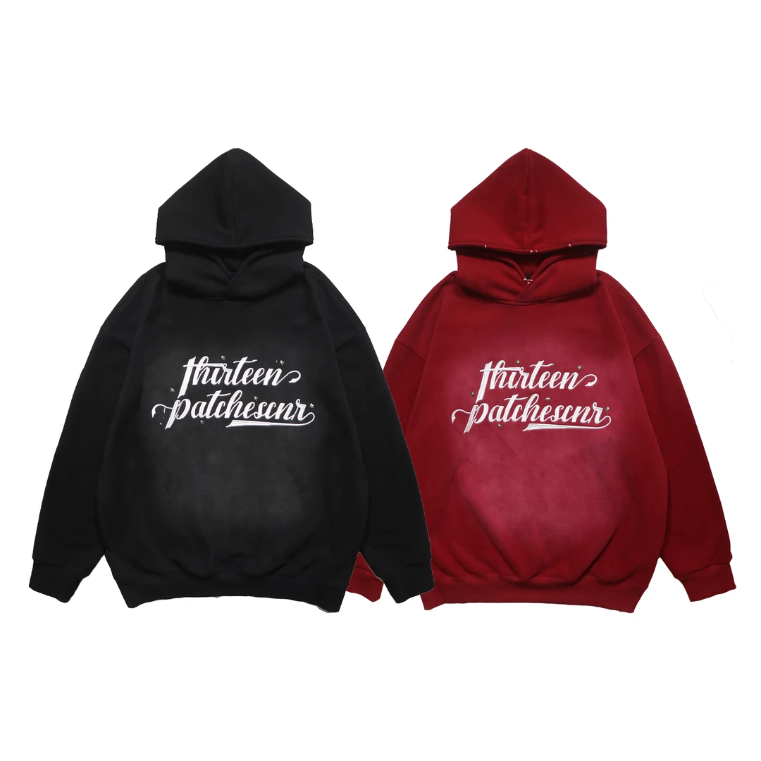 卫衣连帽潮流套头加绒休闲复古百搭美式印花宽松ins秋冬情侣装